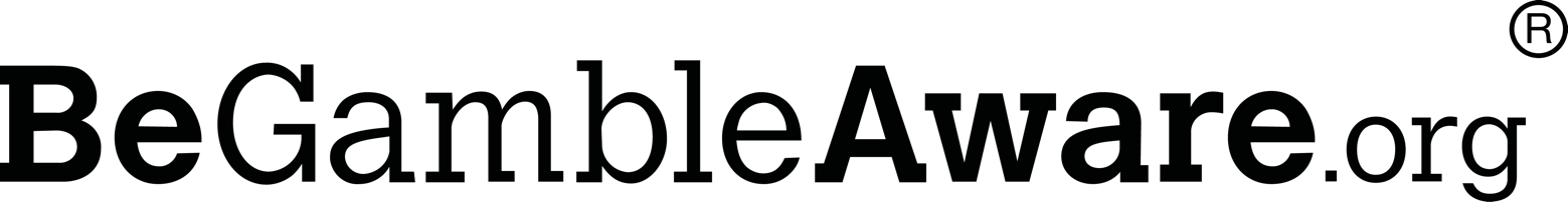 black BeGambleAware.org logo with registered trademark icon on white background